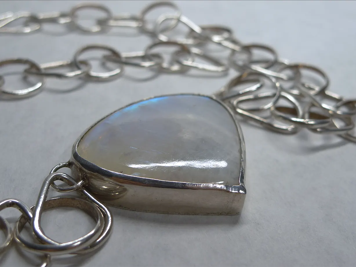 Handmade silver jewelry set with moonstone